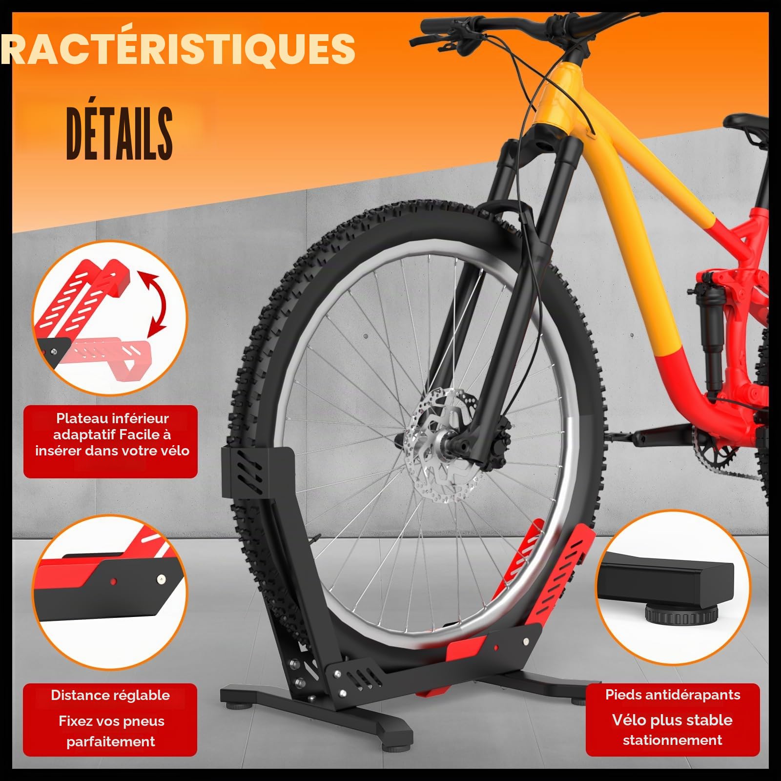 IMAYCC Support Vélo Professionnel au Sol pour Roues 26 à 29 Pouces – Stationnement Intérieur et Extérieur – Garage