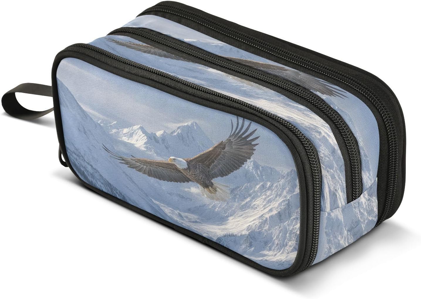Bald Eagle Mountain Peak Pencil Case Large Capacity Pencil Pouch girls boys Large Storage Pen Bag 3 Compartment Pencil Cases for School Students Office