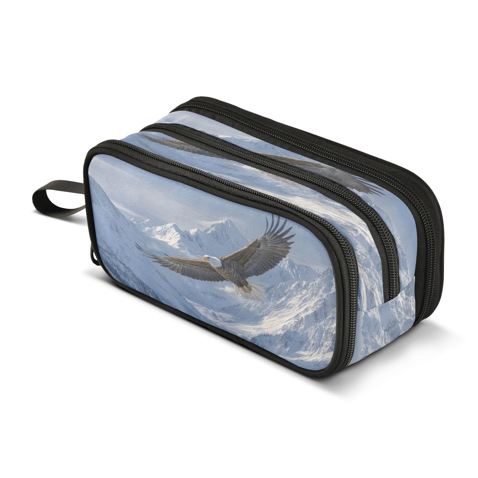 Bald Eagle Mountain Peak Pencil Case Large Capacity Pencil Pouch girls boys Large Storage Pen Bag 3 Compartment Pencil Cases for School Students Office