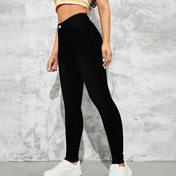 Skinny Jeans for Women Elastic Waist Tummy Control Jeggings High Waist Trendy Stretchy Jeans Petite Ripped Distressed Jean Leggings for Women Butt Lifting Pull on Sweatpant Jean with Pockets