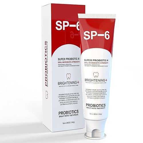 SP-6 Pasta dental blanqueadora probiótica para blanquear los dientes, brillo y aliento fresco, fórmula de 6 probióticos para la salud de las encías,