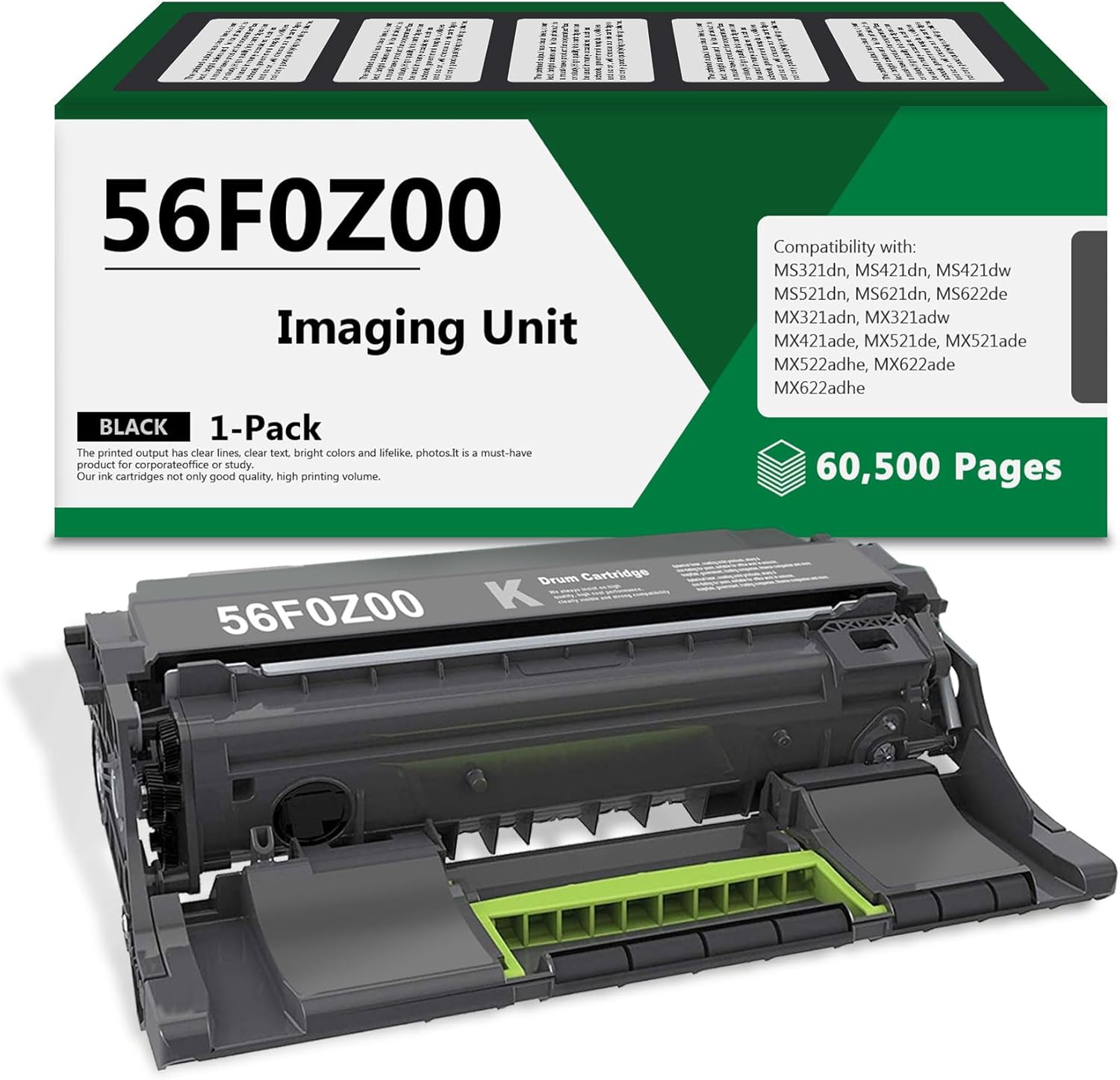 56F0Z00 Black Imaging Unit(1-Pack) - Compatible 56F0Z00 Imaging Unit Replacement for Lexmark B2442dw B2338dw MS321dn MS421dn MS421dw MS521dn MS622de MX321adn Printer