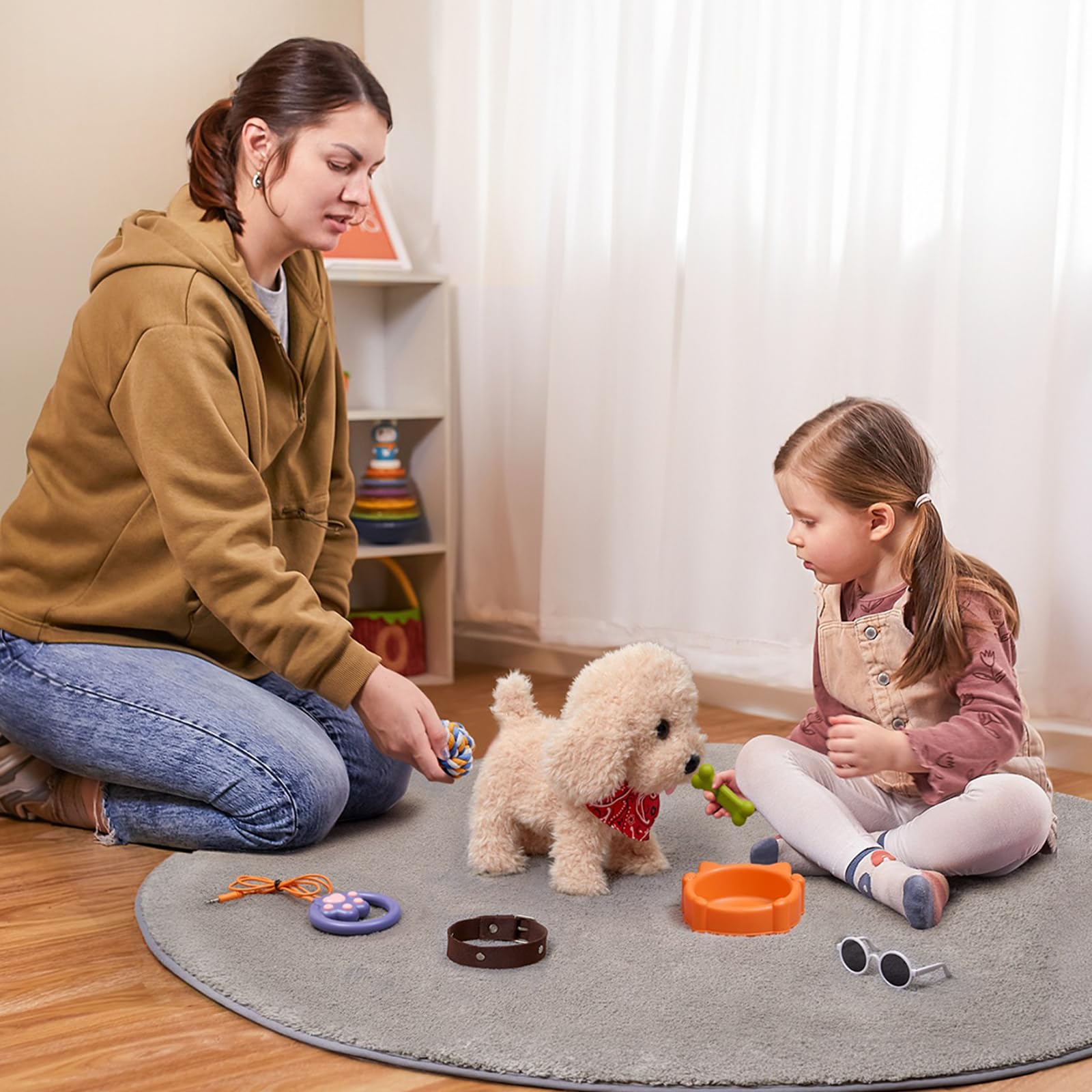 Generisch Perro de peluche electrónico con mando a distancia, extremidades móviles y paseos interactivos, con juguete parlante