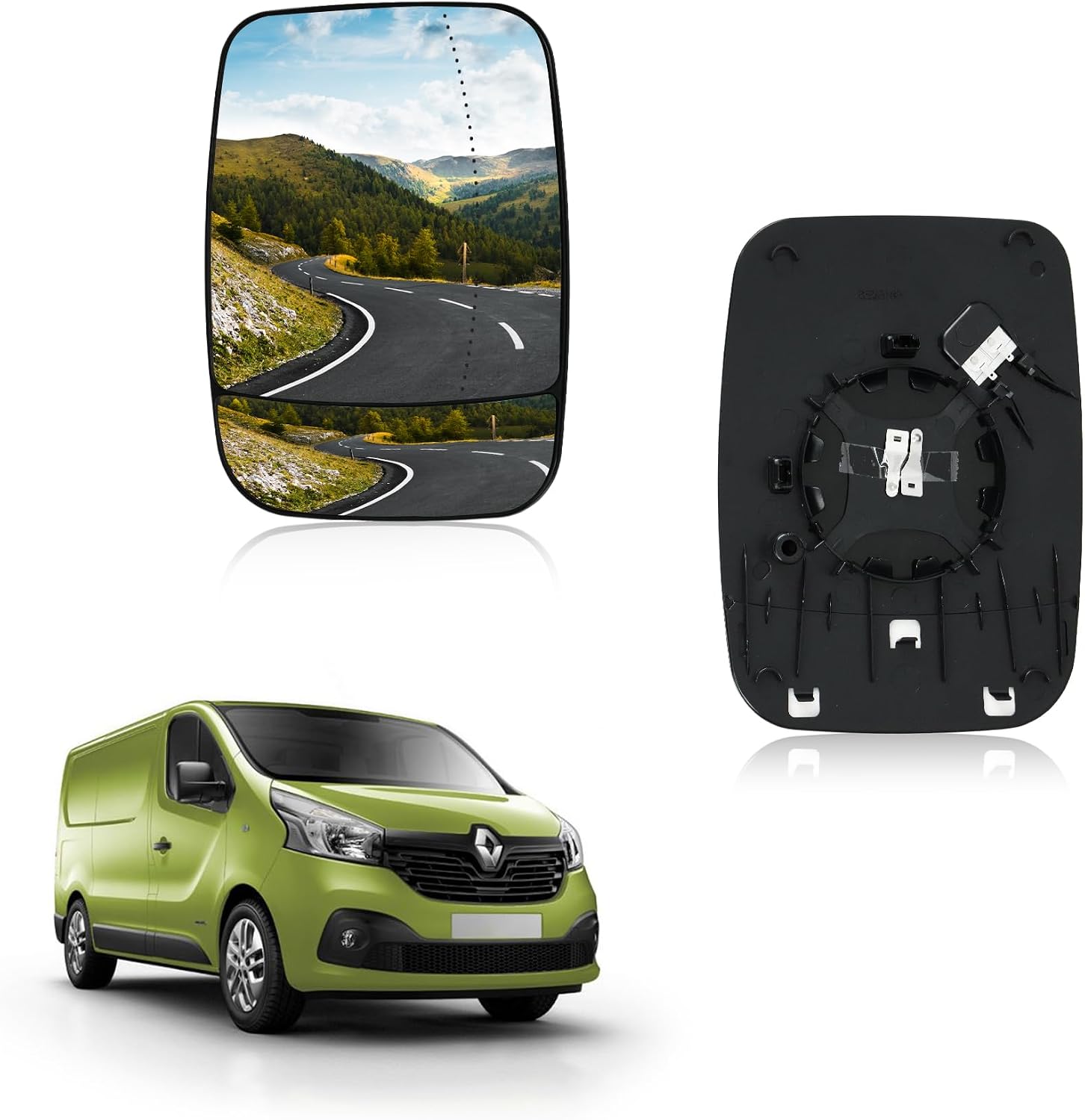 Right Mirror Glass for Trafic III 2014-2021 Wing Mirror Glass for Talento 2016-2020 NV300 2016-2021 Heated Aspheric