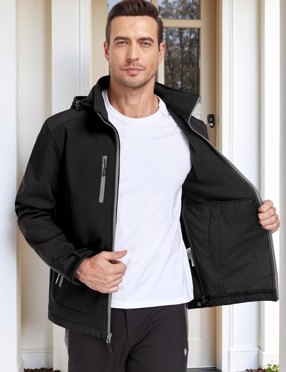 Little Donkey Andy Men’s Softshell Jacket with Removable Hood, Fleece Lined - Image 2