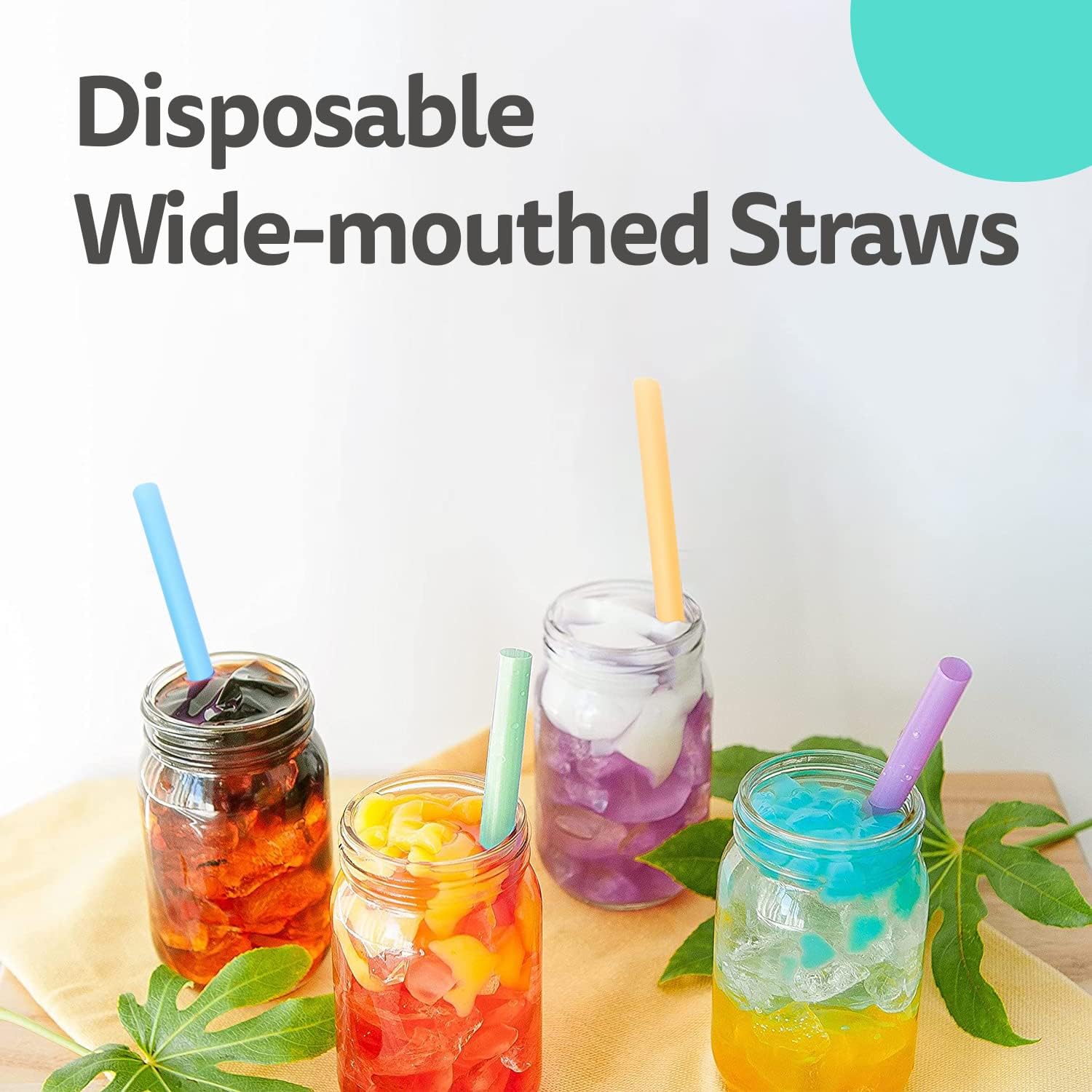 Fanale 2,250 Pcs (125 X 18 bags) Macarons Multi Colors Jumbo Smoothie Boba Plastic Milkshake Disposable Large Individually Wrapped (12mm Wide X 210mm Long) | CSP-S-1221-MR