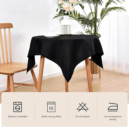 Miniatura 4 de Wolkemer Mantel cuadrado pequeño de 36 x 36 pulgadas, mantel de tela lavable color negro sólido para mesitas de noche, mesita de noche, decoración