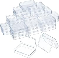 Vista 11 de 48 paquetes de recipientes pequeños de plástico transparente, cajas de almacenamiento transparentes con tapa con bisagras para objetos pequeños