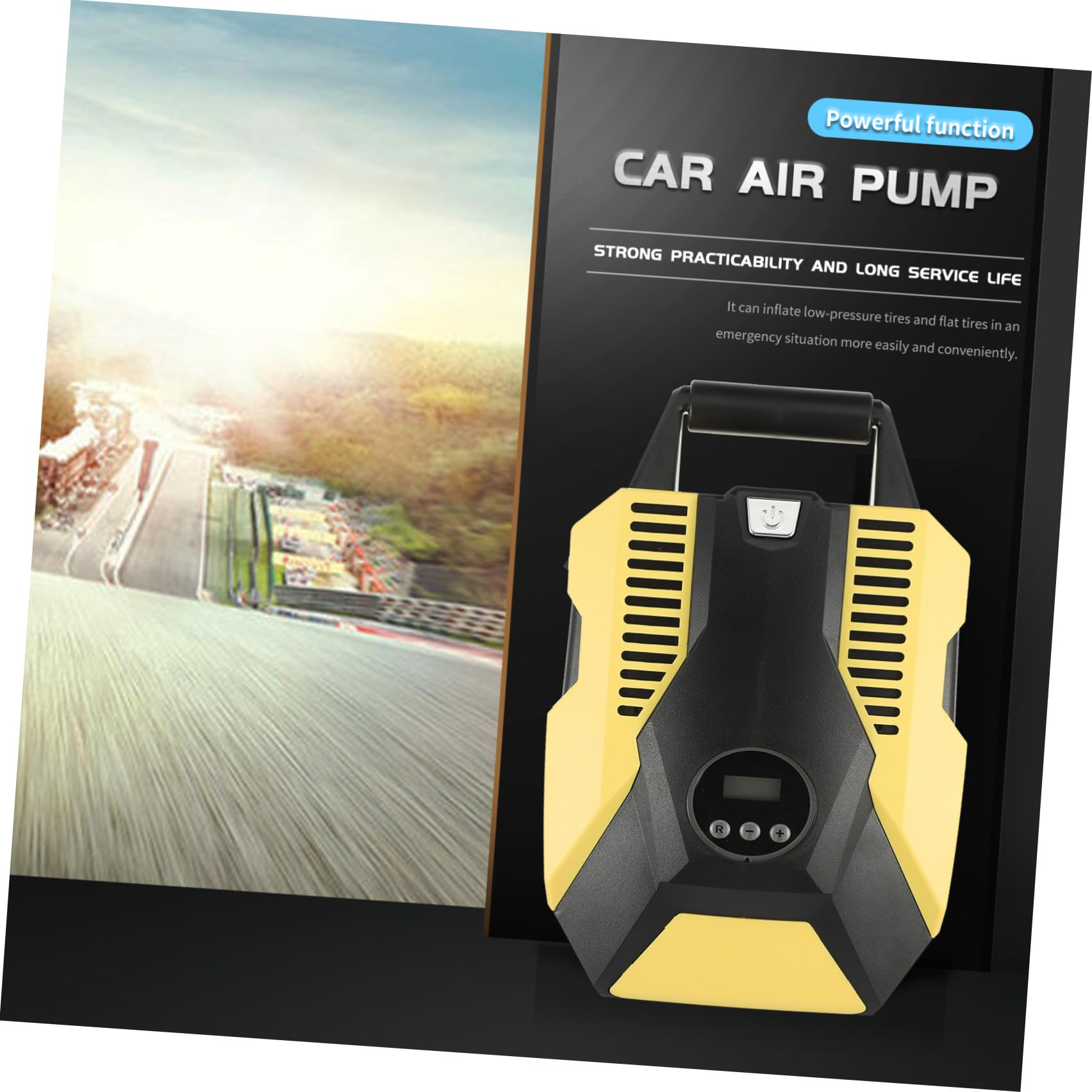 Bomba de Neumáticos Material Abs y Cobre Portátil para Coche Función Automática de Inflado y Apagado con Medidor de Presión Digital Color Amarillo