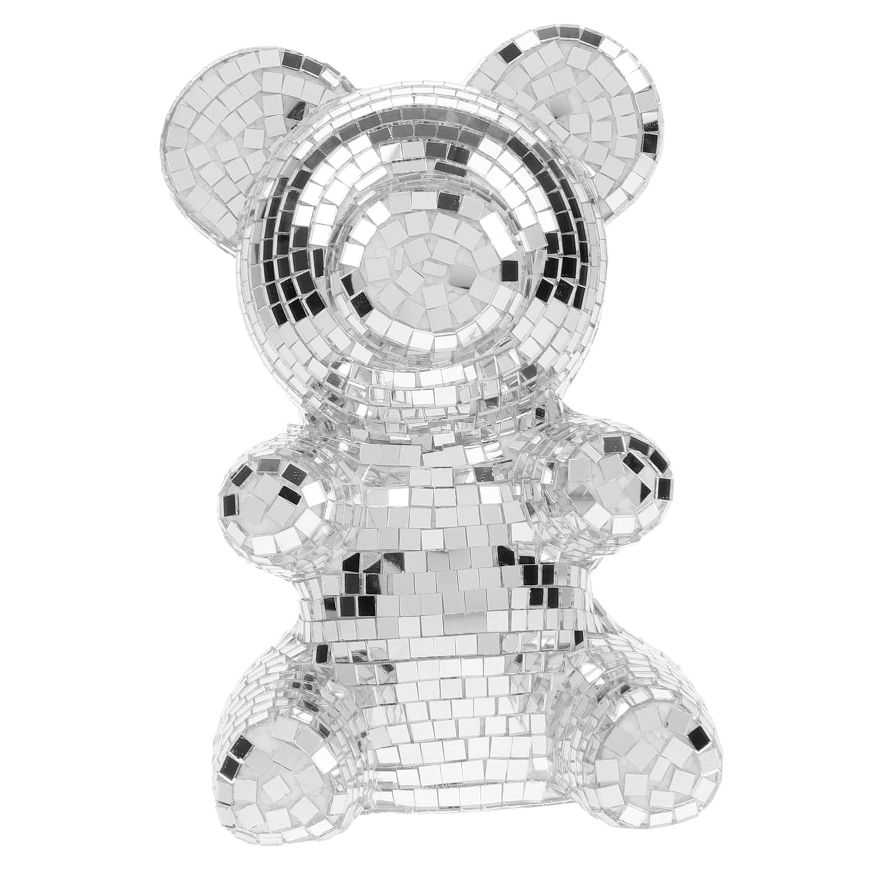 Cabilock Boule à Facettes Ours Décoratif Argenté en Écume et Verre, Miroir