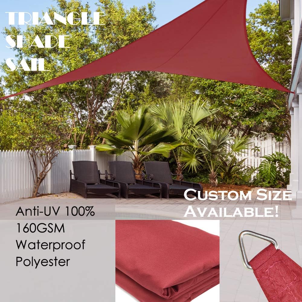 Alion Home 9' x 9' x 12.7' Right Triangle PU Waterproof Woven Sun Shade Sail Custom (1, Burgundy Red)