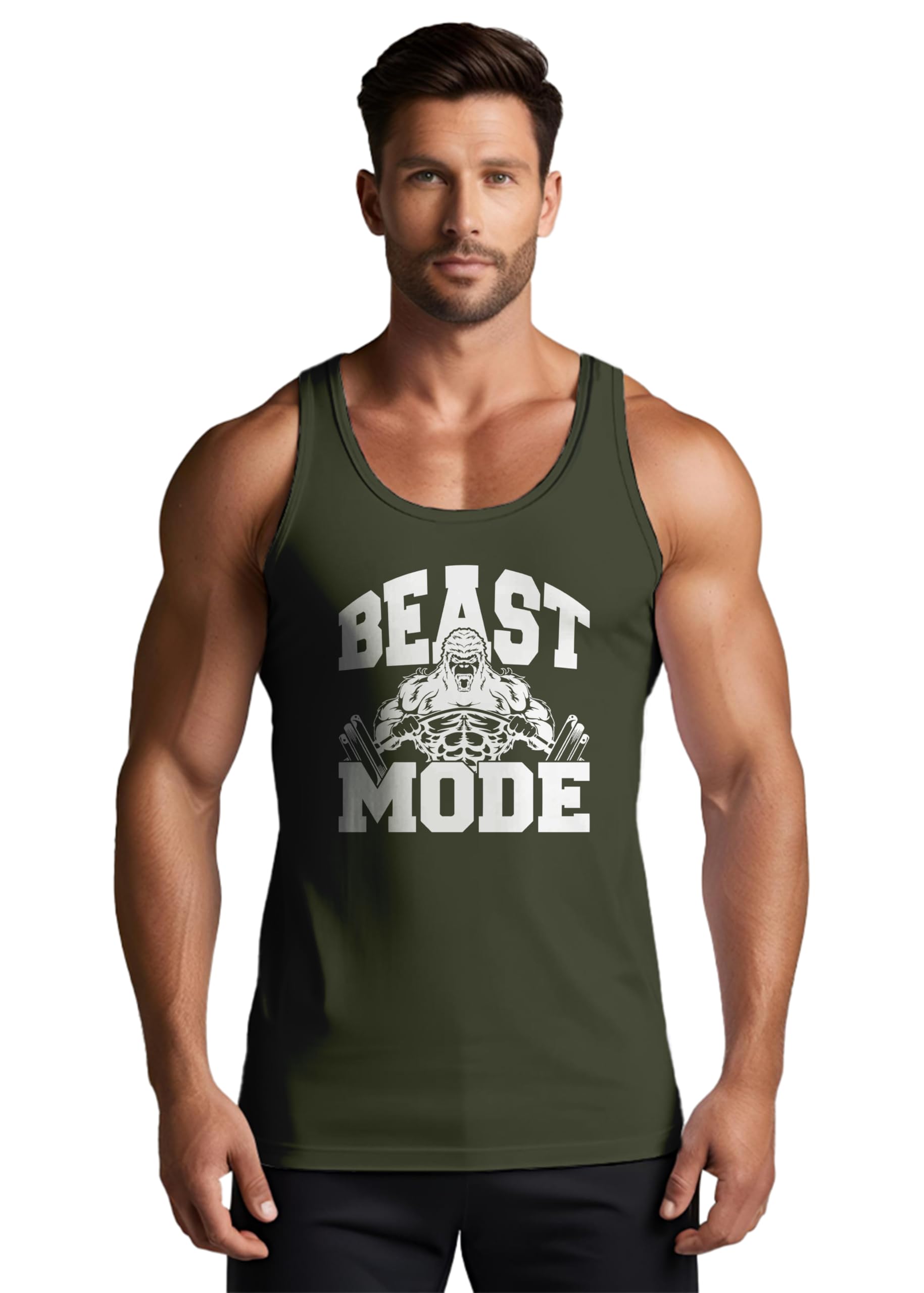 Gym Printed Cotton Tank Top Vest for Men-image-28