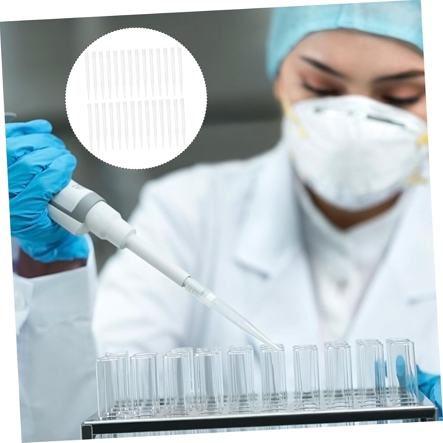 300pcs Disposable Universal Laboratory Pipettor Tips Plastic Liquid Transfer Pipette Tips for Micropipette Use