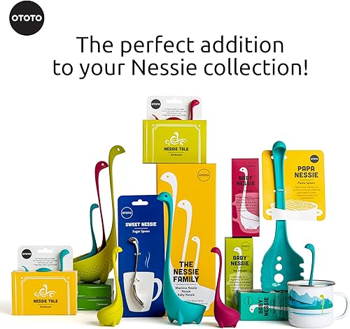 Miniatura 7 de OTOTO Baby Nessie - Infusor de té de hojas sueltas (turquesa) - Infusor de té de dinosaurio con cuchara para empapar - Cuello de mango largo, lindo