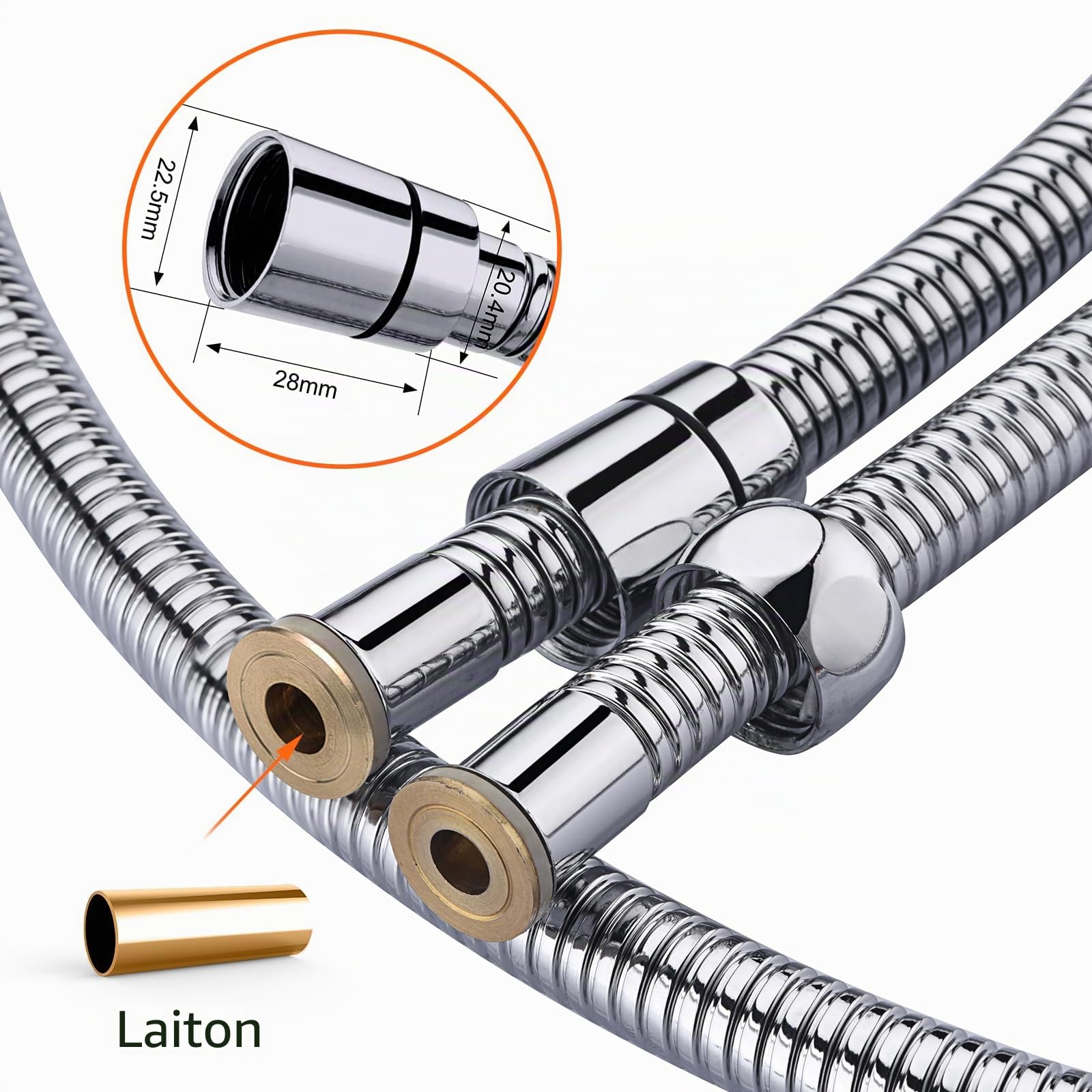 Ibergrif Flexible Douche 1,7m Acier Inoxydable Anti-Torsion Anti-Pliure G1/2" Chrome Argentée