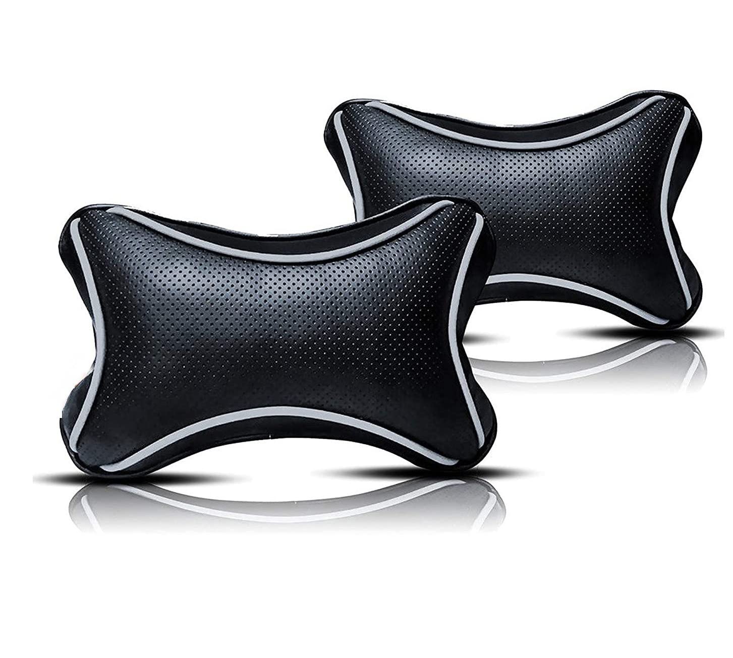 Car Neck Rest Pillows Set Compatible with Renault KWID Climber | Black - Set of 2