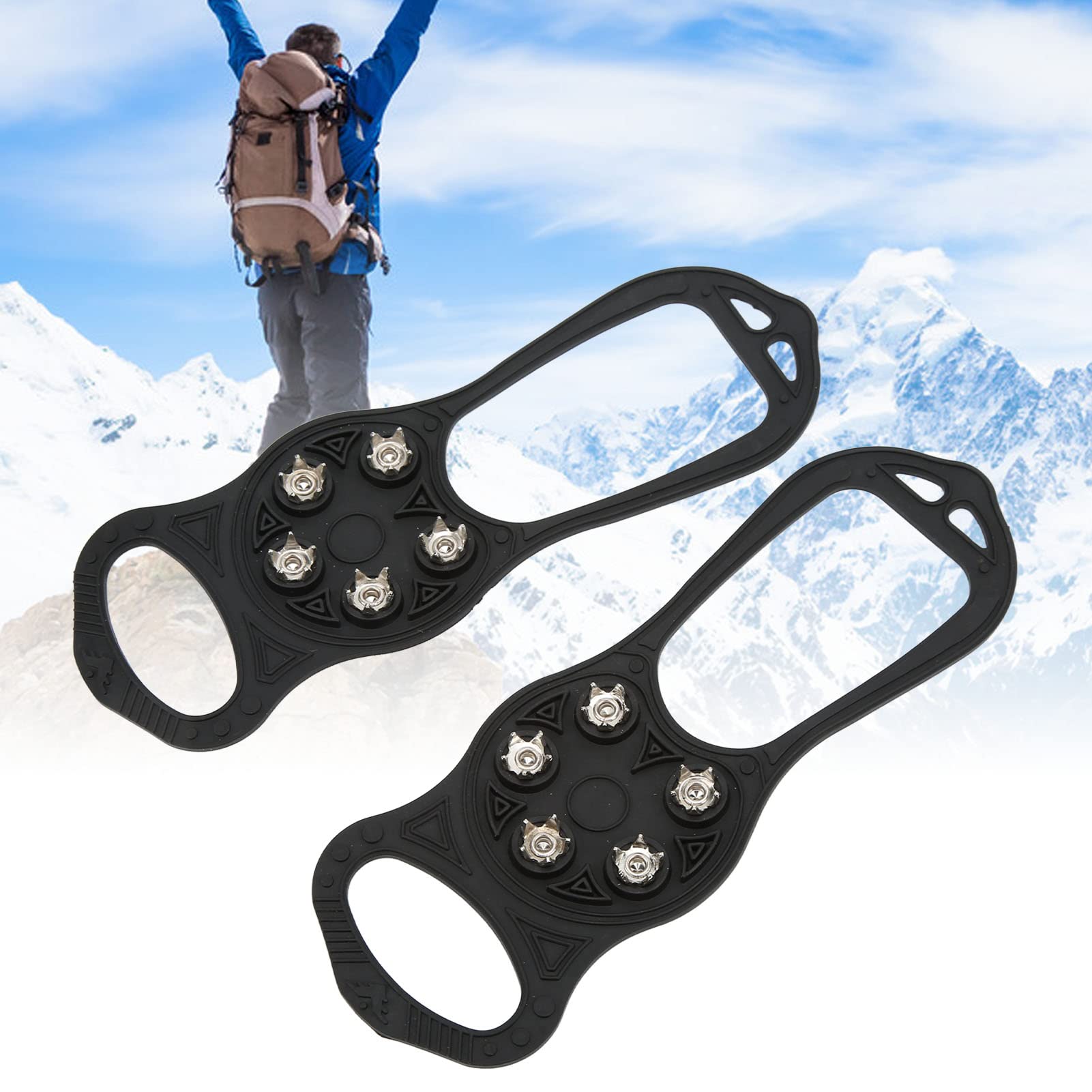 Ramponi Antiscivolo Per Scarpe – 10 Punte In Tungsteno, Rifrangenti, Taglie M E L (Neve E Ghiaccio)