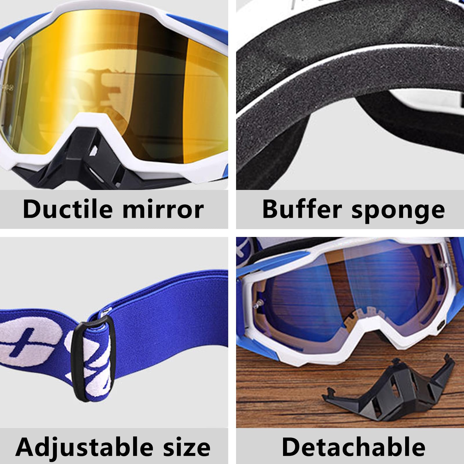 Occhiali da Motocross, Antivento e Antipolvere, Antiappannamento e UV, per Dirt Bike, Sci, Cross, Ciclismo e Gare di Fondo, Rosa 1, Multisport, Unisex