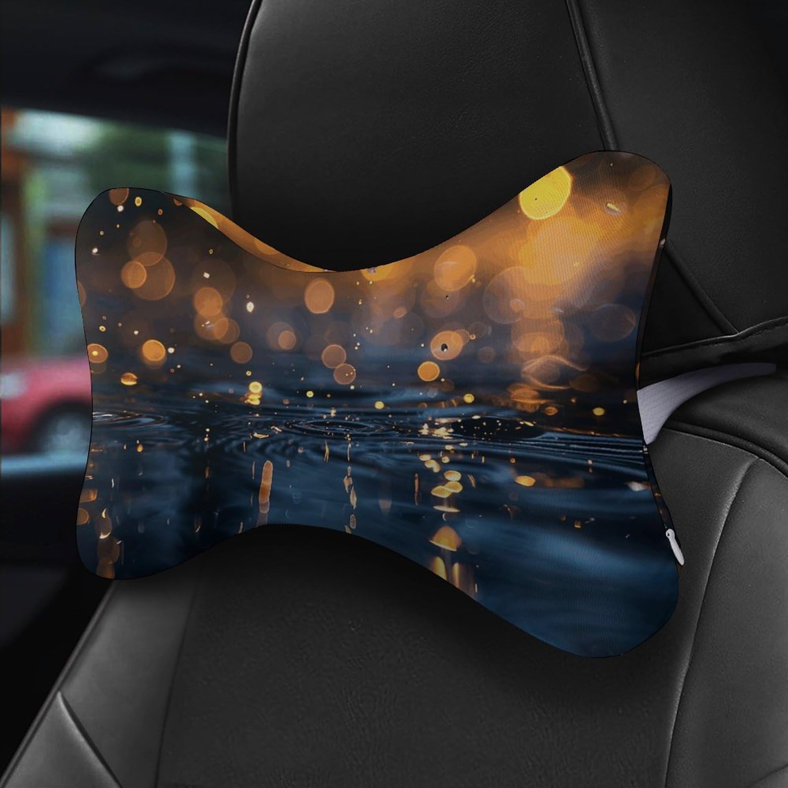 Cuscino per il corpo di supporto lombare, con motivo a gocce di pioggia, cuscino da viaggio per auto, set di 2 cuscini adatti per sedile di guida dell'auto