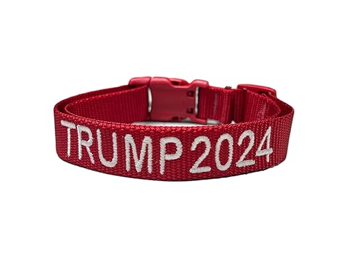 Best Handmade Trump 2024 Dog Collar and Leash Set Option - MAGA dog collar - Adjustable - 40 Trendy Custom Embroidered Phrase Options for