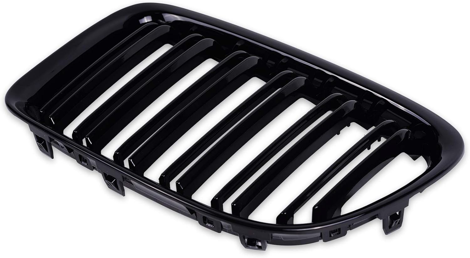 runmade Glossy Black Front Hood Kidney Grille Sport Grill Replacement Dual Slat Compatible with BMW E84 X1 4-Door 2009-2015