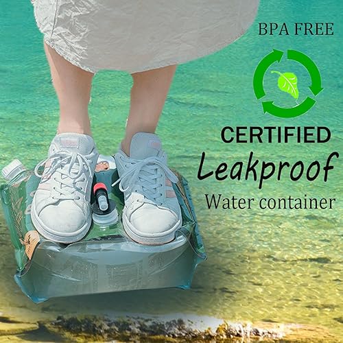 Miniatura 5 de Contenedor de agua plegable de 2 galones con espita para campamento, dispensador de agua sin BPA, jarra de agua de grado alimenticio, bolsa de