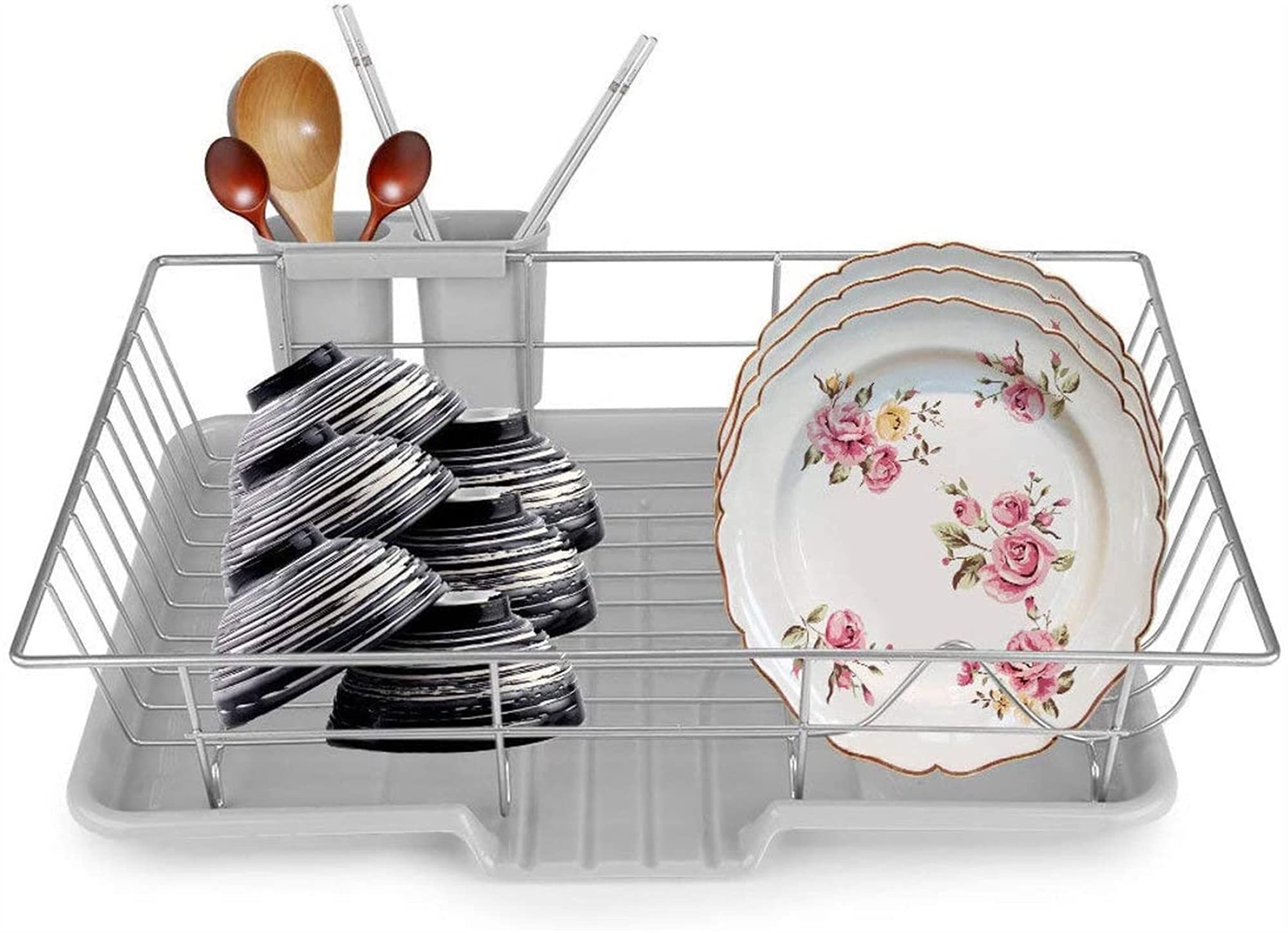 Escurridor de platos de acero inoxidable para platos, escurridor lateral, bandeja de secado, estante de drenaje, soporte para utensilios