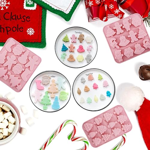 Miniatura 2 de Paquete de 3 moldes de caramelo de chocolate de Navidad, moldes de silicona para vacaciones, árbol de Navidad, árbol de jengibre, copo de nieve,