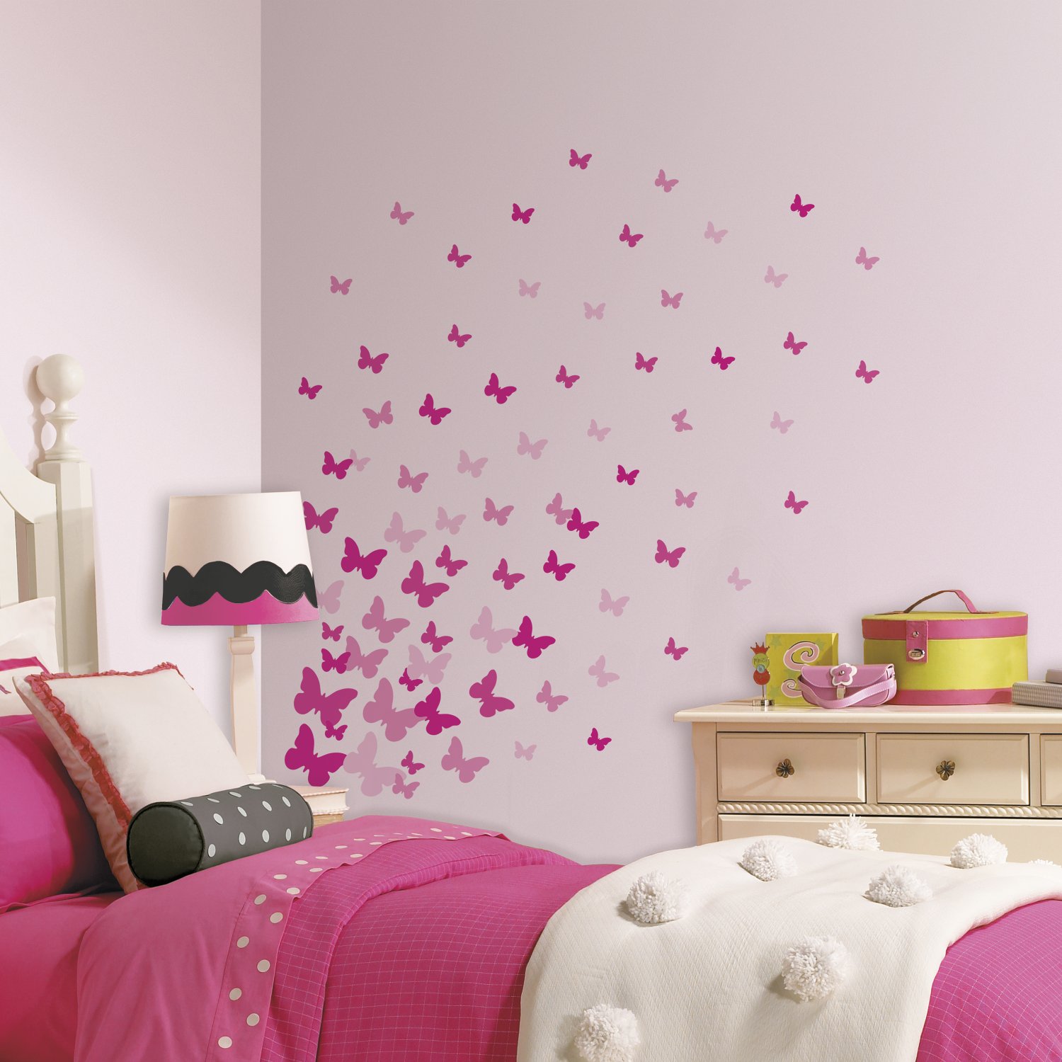 Snapklik.com : RMK2713SCS Pink Flutter Butterflies Peel And Stick Wall ...