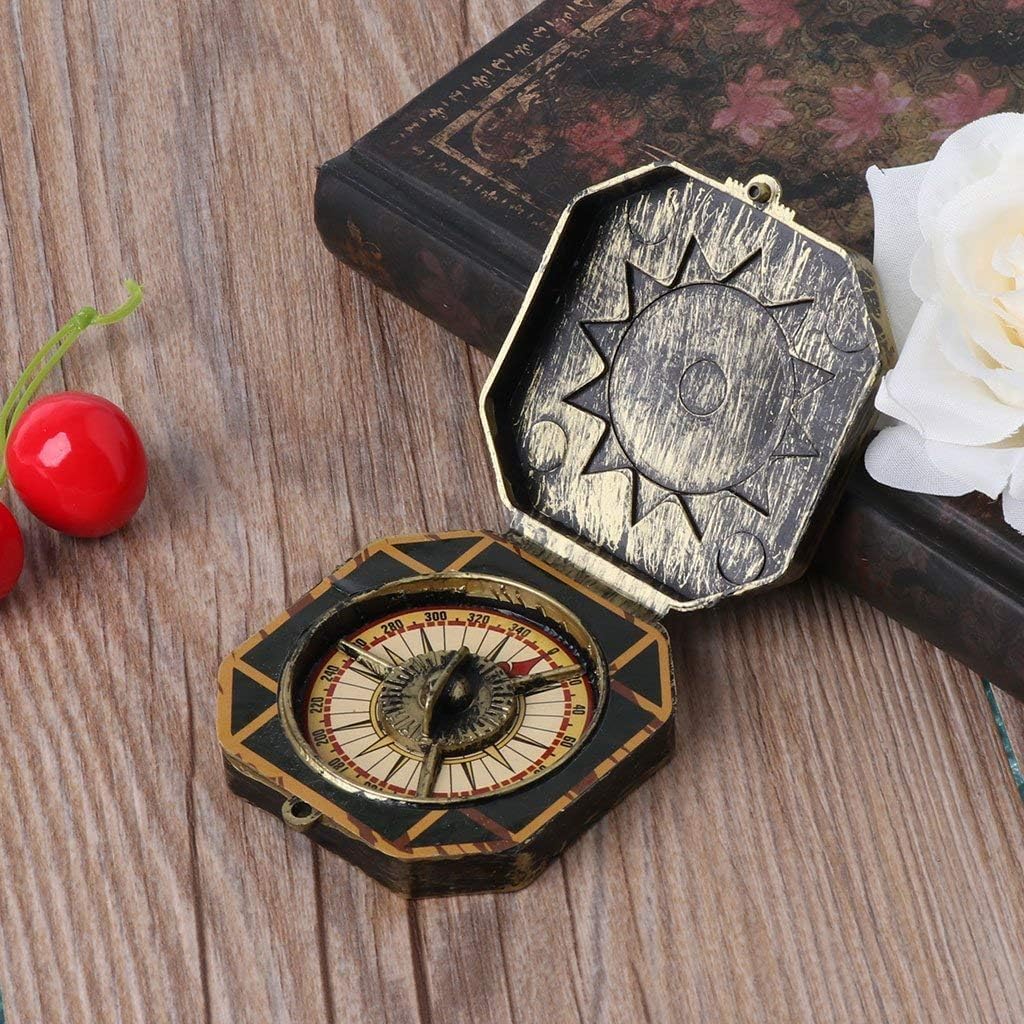 Bronze Compass, Nautical Compass Pirate Captain Costume Halloween Party Cosplay Decoration Deft Design