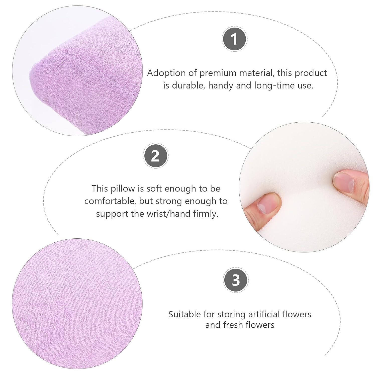 Manicure Hand Rest Cushion for Wrist and Hand Support, Purple