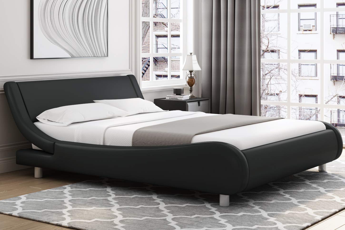 Buy Kealive Deluxe Upholstered Sleigh Bed Frame with Adjustable