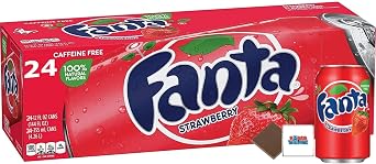 Fanta USA Variety Party Pack 12-24 Cans / 4 Flavours Randomly Sent Grape, Peach, Strawberry, Pineapple, Berry - Boxed Treatz 355ml, Pack of 24 Cans Strawberry