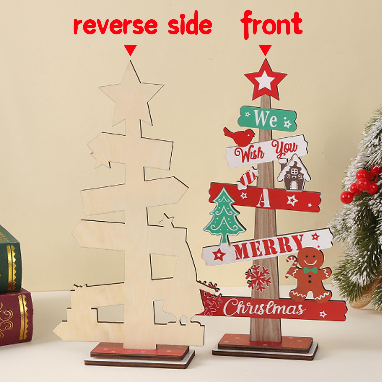 JSTHHTT 2PCS Christmas Table Decorations, Table Sign Xmas, Standing Christmas Tree, Christmas Memorial Ornament - Image 4