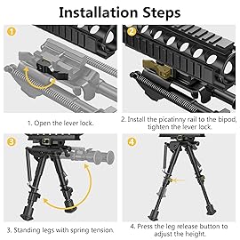 CVLIFE Rifle Bipod, 6-9 Inches Picatinny Bipod with Quick Release Adapter