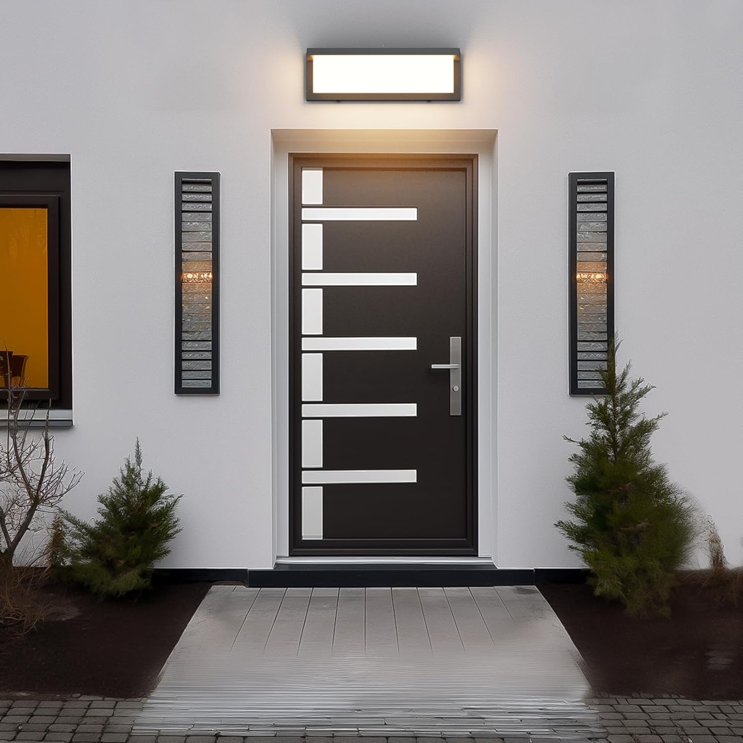 Modern Outdoor Wall Sconces 3000K 2 Pack, 36 Watts Black Porch Lights for House, Aluminum Waterproof Outside Wall Lamp for Garage Entryway Garden