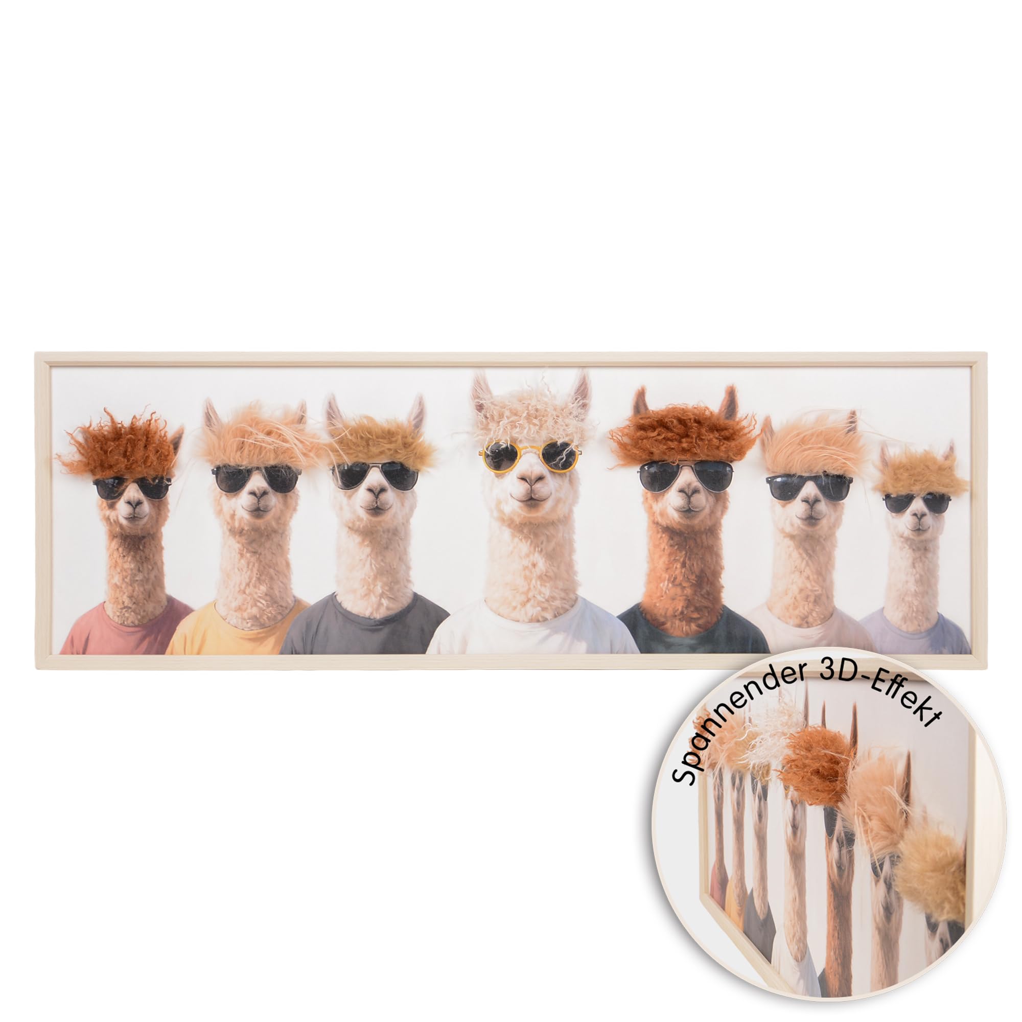 UNUS Wall Art 3D Hairfusion Alpakas im Shirt mit Sonnenbrille 120x40