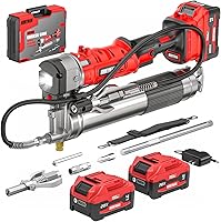 ALLOYMAN 2-in-1 Cordless Electric Grease Gun Kit: 12,000 PSI, 2x4000mAh Batteries, 39.4" Hose, LED Light for Tractors, Trucks & Heavy Equipment