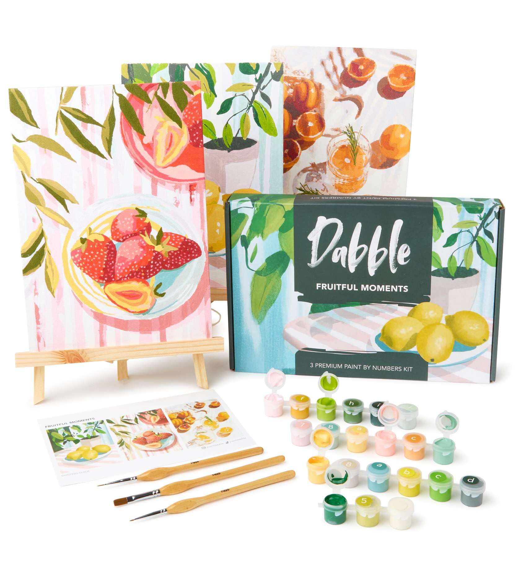 Dabble Paint by Numbers Kits – Set of 3 Paint by Numbers for Adults Beginners with Canvas Frame, Painting Kits for Adults, Flowers Designs — image 1