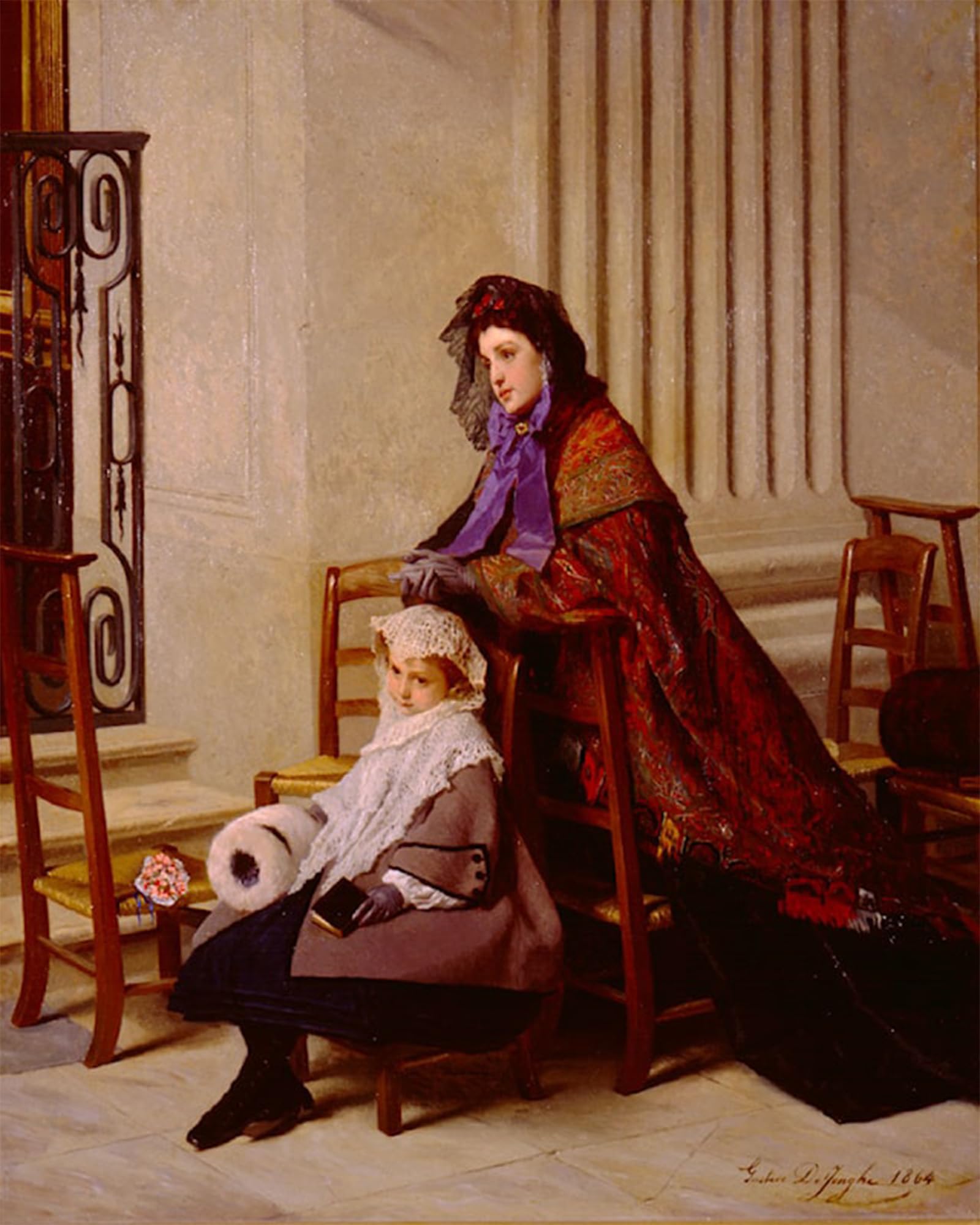 ARTXLXXBN Famous Prints Artwork Pictures Poster Painting Art Sunday Morning by Gustave Leonhard De Jonghe Artwork Landscape Pictures for Home Decor 60x90cm