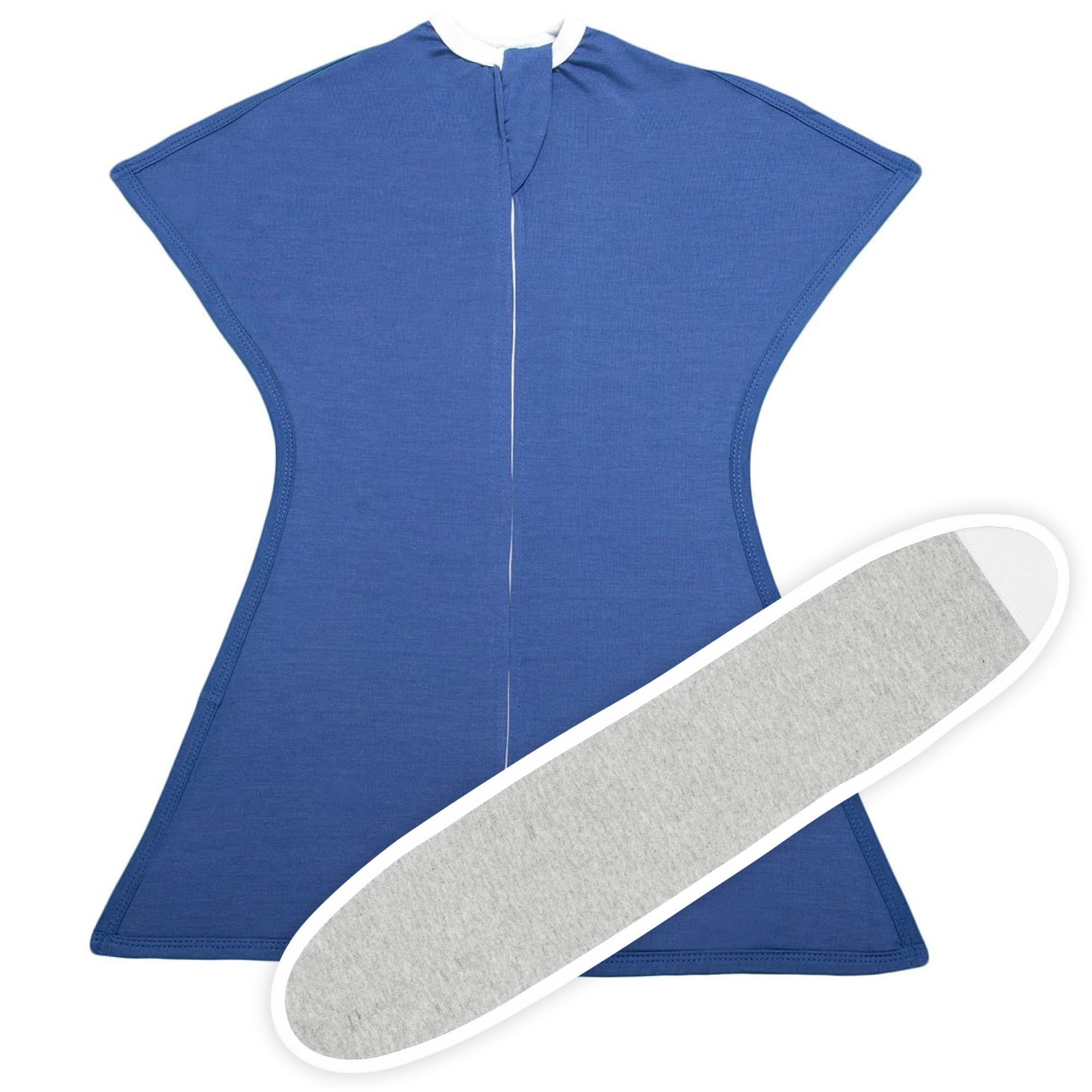 SleepingBabyZipadee-Zip Transition Swaddle (Classic Navy, Small for 4-8 Months) and Snuggle Strap (Grey, One Size) - Wearable Baby Blanket and Accessory for Easy Diaper Changes - Polyester, Spandex