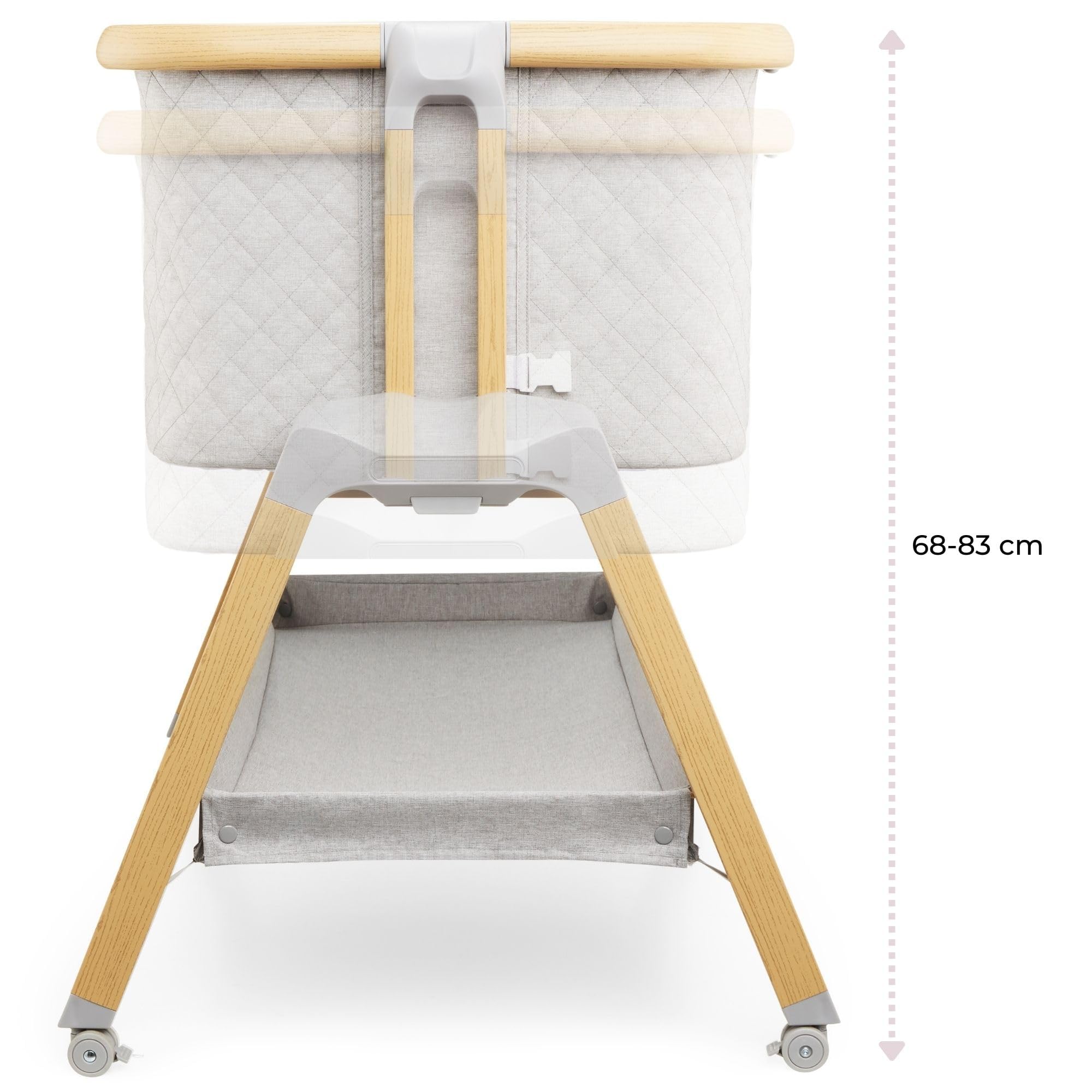 Moby-System Dreemy Lit SupéRieur 3 en 1 - Berceau Pliable avec Couffin Bebe - Hauteur 7 Niveaux, roulettes Transport, ÉTagère sous Lit - pour Enfants jusqu'à 9 kg