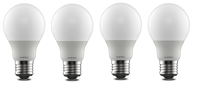 wipro Garnet 5W LED Bulb for Home & Office |Cool Day White (6500K) | E27 Base|220 degree Light coverage |4Kv Surge Protection |400V High Voltage Protection |Energy Efficient | Pack of 4