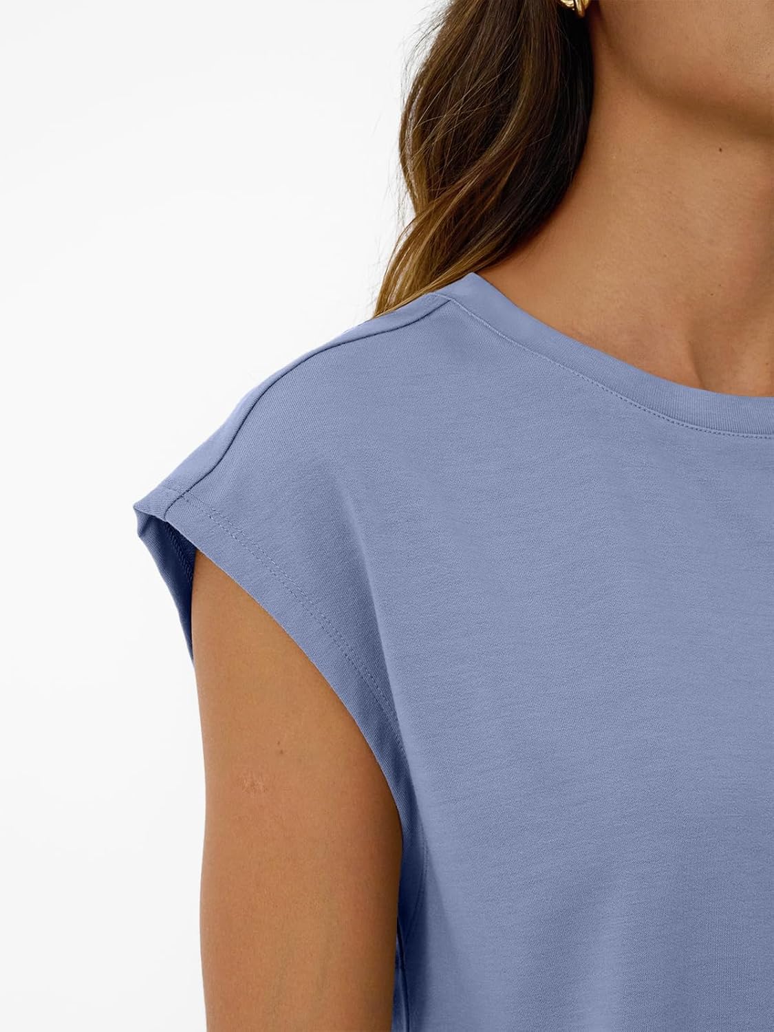 AUTOMET Womens Crew Neck Two Piece Short Sets Cap Sleeve Drawstring Summer Sweatsuit with Pocket - Image 6