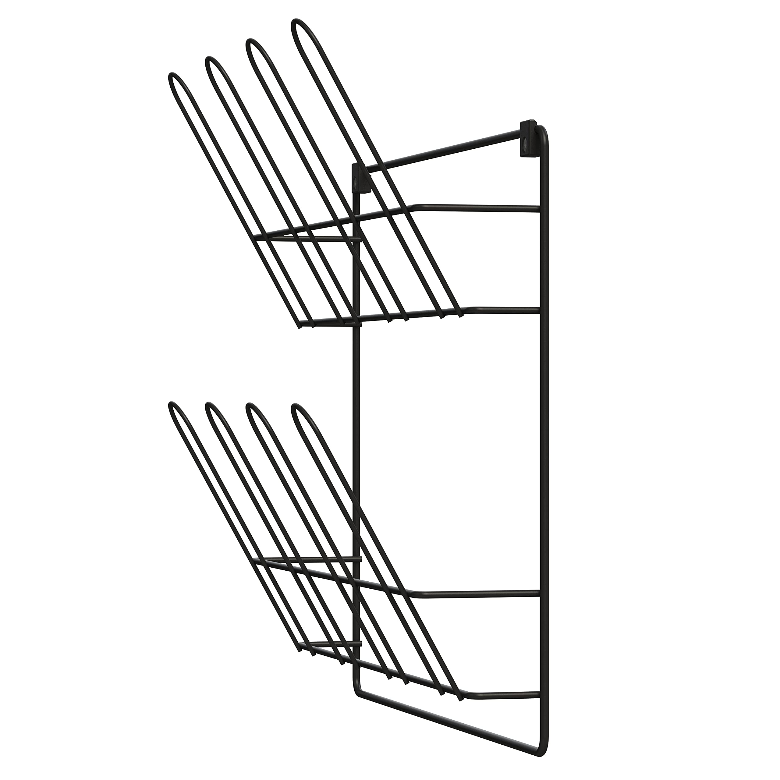 LM 322/2 Schuhregal Schwarz schmal hängend, Wand und Tür Organizer für Schuhe, Ordnungssystem Kleiderschrank, Schuhaufbewahrung platzsparend aus Metall, 42cm breit, Schwarz
