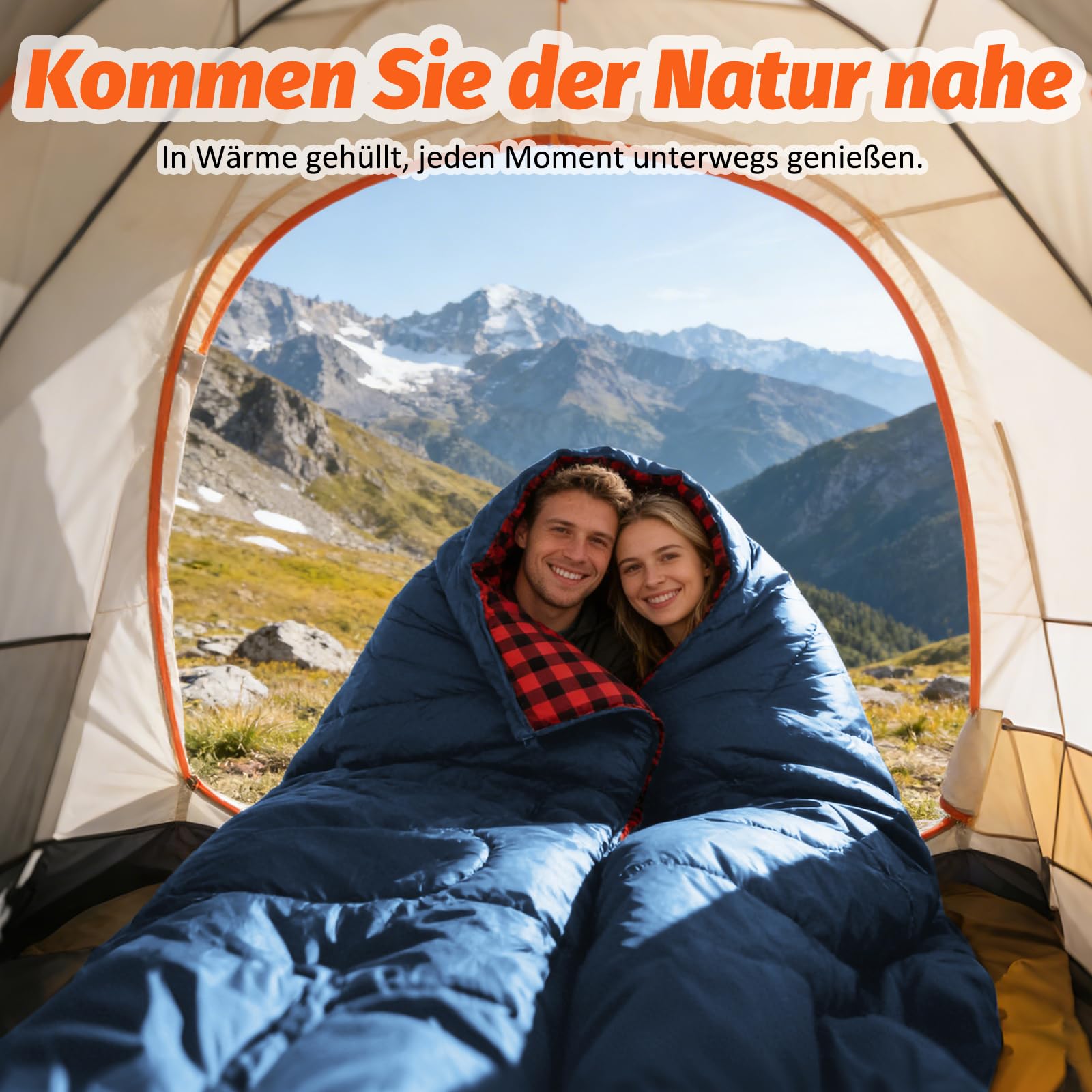 SWTMERRY Camping Doppelschlafsack für Erwachsene - Schlafsack 2 Personen, 230x160cm Deckenschlafsäcke mit 2 Kissen für Familie Outdoor, Wandern, Reisen