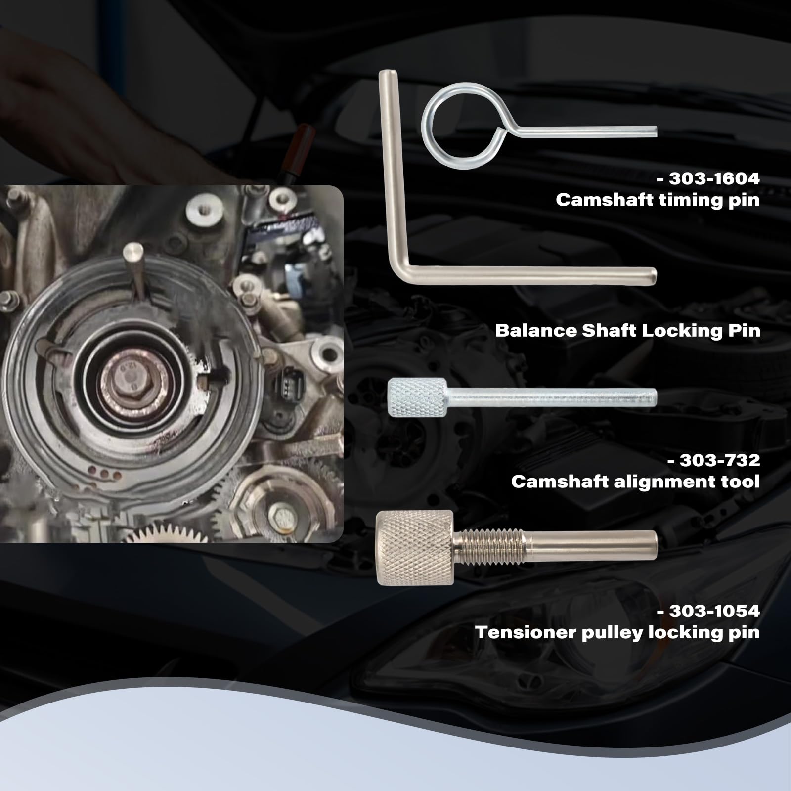 RUIZHI Motor Einstellwerkzeug Satz für Ford 1.0 ECOBOOST, Zahnriemen Werkzeug, Werkzeugset für Riemenmotor, Nockenwellen Arretierung