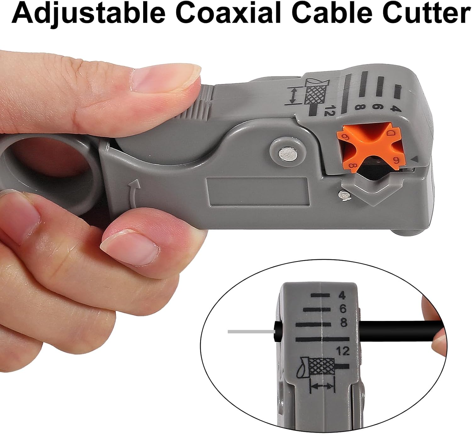 10Pcs F Type RG6 Compression Connectors Coaxial Cable Crimper Kit with Wire Stripper Repair Tool Compatible with RG59, RG6, RG11 Compatible Adjustable Tool for Satellite TV, Home Use