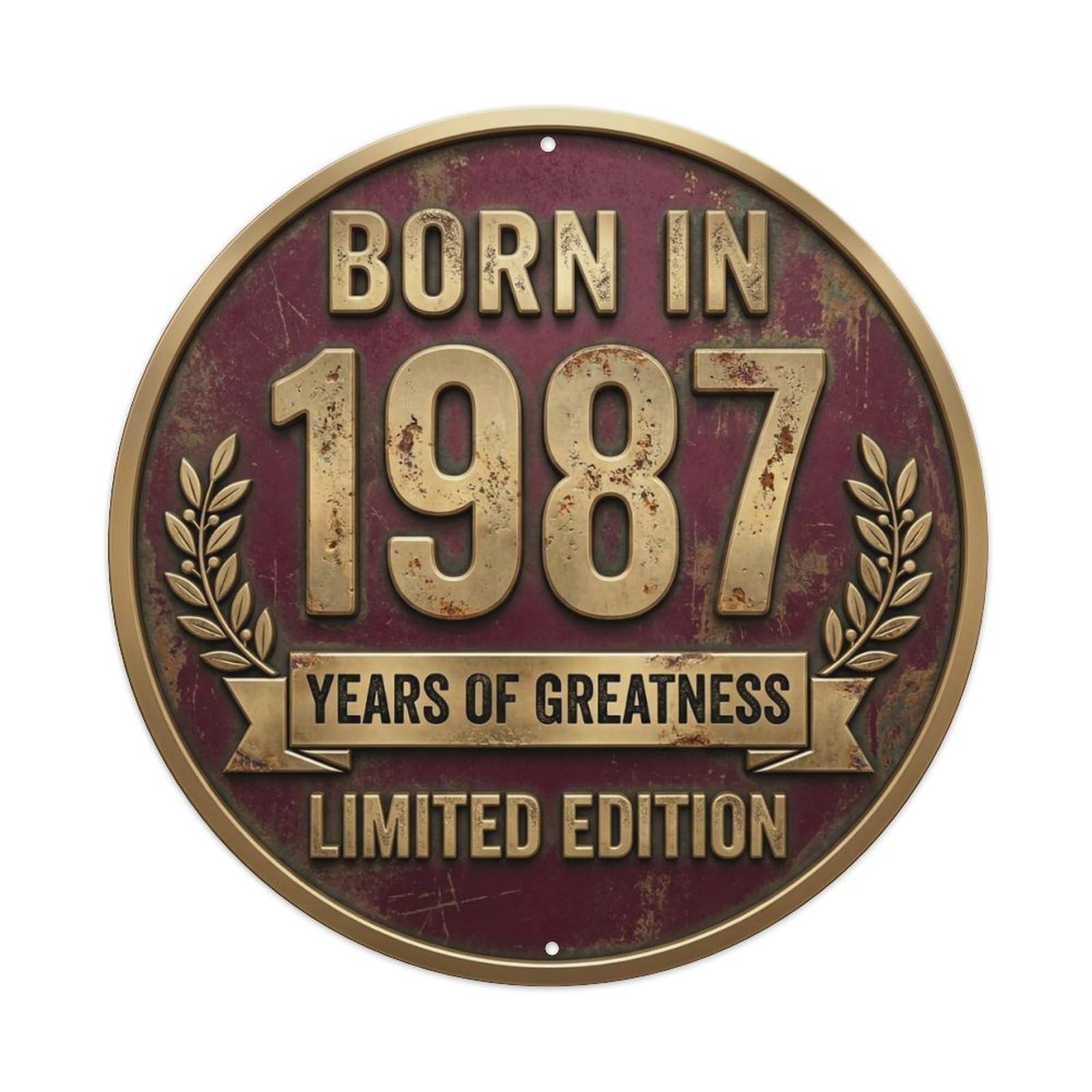 Born In 1987 Years Of Greatness Year-Themed Birthday Gift Metal Tin Sign