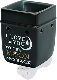 Elanze Designs Love You to The Moon Ceramic Stoneware Electric Plugin Outlet Wax and Oil Warmer